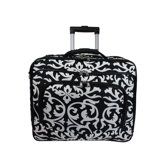 World Traveler Rolling 17-inch Laptop Case - Black Trim Damask - Picture 3 of 8